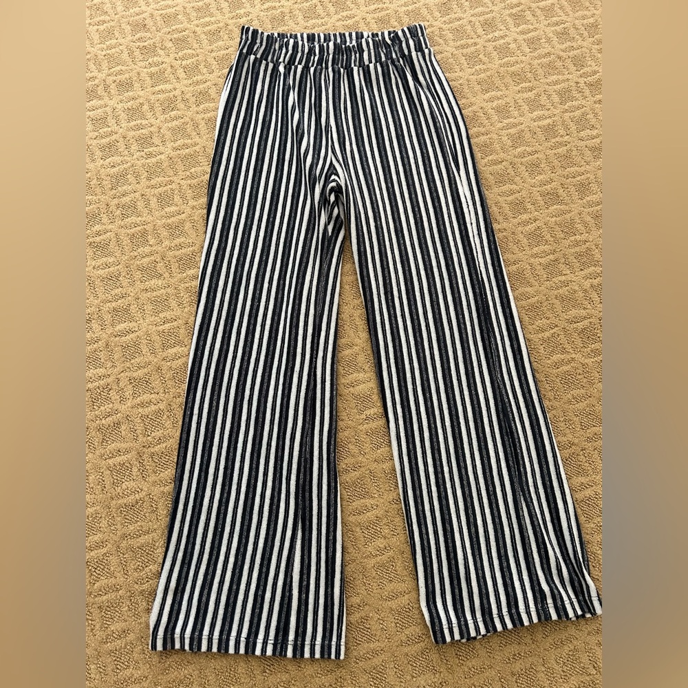 Monrow Striped high rise Wide-Leg Pants